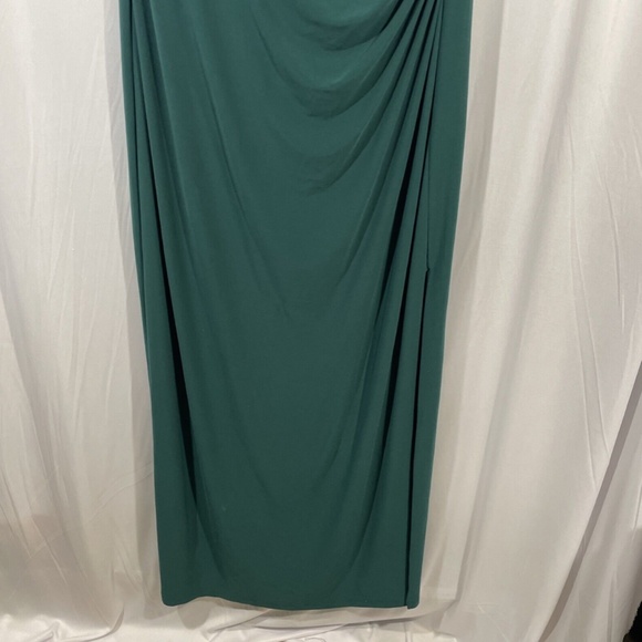 NWT Lauren‎ Ralph Lauren [ 16 ] Leonetta Satin V-Neck Jersey Gown in Green - Picture 11 of 15
